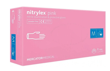 Mercator Medical Nitrylex Pink Powder-free vinyl-nitrile disposable gloves M 100 pieces Pink