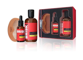 Brisk Beard Set BOX Öl + Reinigungsflüssigkeit + Kamm