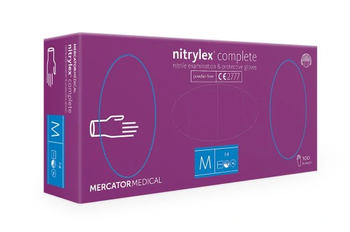 Mercator Nitrylex Complete Puderfreie Einweghandschuhe M 100 Stk. Violett