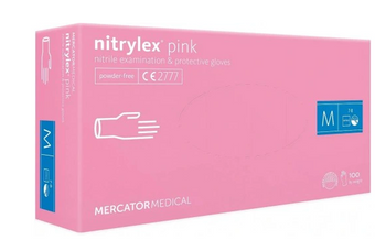 Mercator Medical Nitrylex Pink Powder-free vinyl-nitrile disposable gloves M 100 pieces Pink