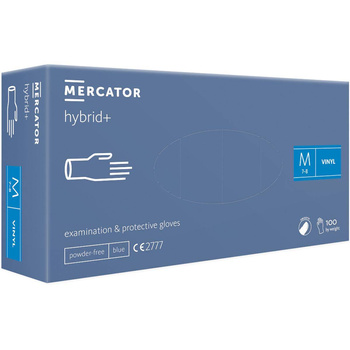 Mercator Hybrid+ Guanti monouso in vinil-nitrile senza polvere M 100 pezzi Blu