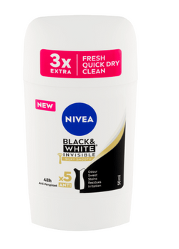 Nivea Woman Black & White Silky Smooth  Antyperspirant dla kobiet w sztyfcie 50 ml