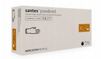 Mercator Santex Powdered Disposable powdered latex gloves XL 100 pcs. Cream