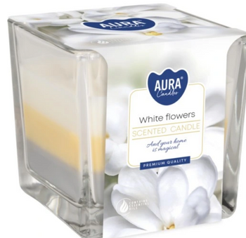 Bispol Scented candle in glass tricolor 170 g White flowers