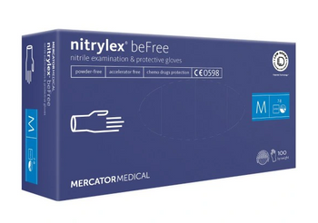 Mercator Nitrylex BeFree Mănuși de unică folosință fără pudră M 100 buc Albastru
