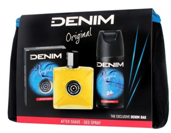 Set cadou pentru bărbați Denim Original Aftershave + Deodorant + Geantă cosmetică
