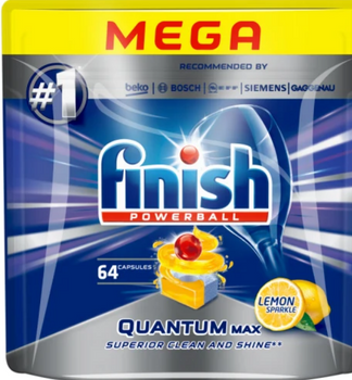 Finish Powerball Quantum Lemon Capsule de spălat vase 64 buc