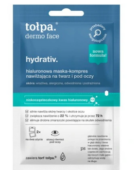 TOŁPA Dermo Face Hydrativ Hyaluronic Compress Mască de față puternic hidratantă 2x6 ml sub ochi