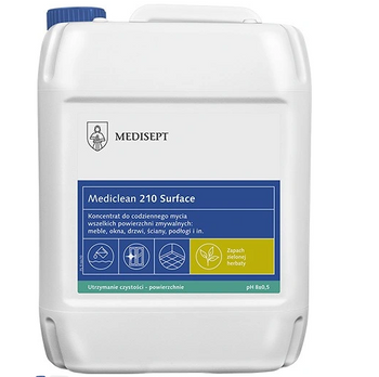 Medisept Mediclean 210 Surface Green Tea preparat pentru utilizarea zilnică pe diferite suprafețe rezistente la apă 5 L