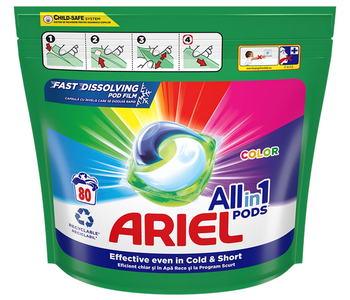 ARIEL Pods+ 3in1 capsule pentru rufe 80 buc - CULOARE