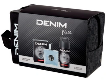 Denim Black Geschenkset für Männer Aftershave + Deodorant + Kosmetiktasche