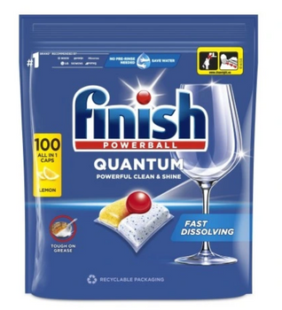 Finish Tabs Powerball Quantum All in 1 Lemon 100 Dishwasher Capsules