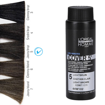 Loreal Homme Cover 5 toning hair dye 5 Light Brown 50ml
