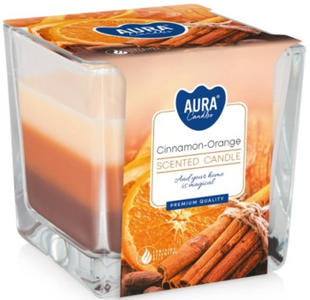Bispol Scented candle in glass tricolor 170 g Cinnamon - Orange