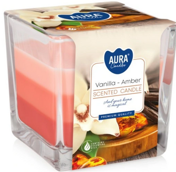 Bispol Scented candle in glass tricolor 170 g Vanilla &amp; Amber