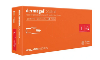Mercator Dermagel Coated Rękawiczki jednorazowe lateksowe L 100 szt.Białe