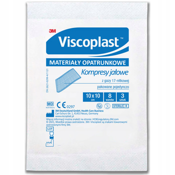 Viscoplast sterile cotton gauze compress 3 pcs 10x10 cm