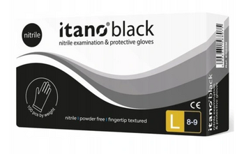 Itano Black Rękawiczki nitrylowe bezpudrowe L 100 szt  Czarne