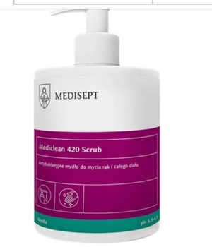 Mediclean 420 Scrub 500 ml - Antibacterial liquid soap for hand and body washing Odorless Medisept