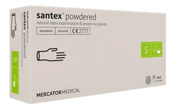 Mercator Santex Powdered Guanti monouso in lattice con polvere S 100 pz Crema