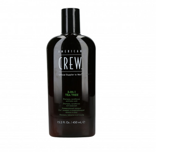 American Crew Șampon, balsam, gel de duș 3 în 1 cu arbore de ceai 450 ml