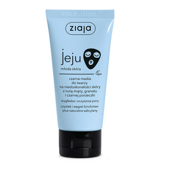 Ziaja Jeju Black Gesichtsmaske für Hautunreinheiten mit einem Hauch von Minze, Granatapfel und schwarzer Johannisbeere, 50 ml