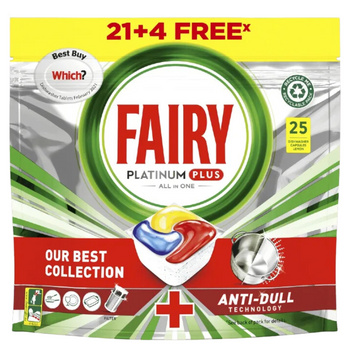 Fairy Platinum Plus All In One Dishwasher Capsules Lemon 25 Pieces