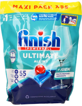 Finish Powerball Ultimate All in 1 Tabs Hyhiene Dishwasher Capsules 55 pcs