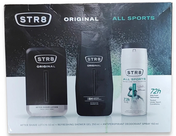 STR8 Original Gift Set Aftershave Lotion 50 ml + All Sport Deodorant Spray 150 ml + Shower Gel 250 ml