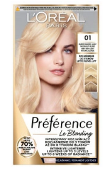 L'Oreal Paris Feria Preference Hair Colour 01 Very Light Natural Blonde