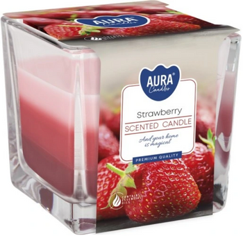 Bispol Scented candle in glass tricolor 170 g Strawberry