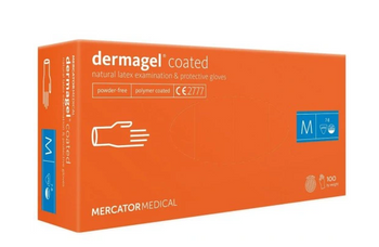 Mercator Dermagel Coated Disposable latex gloves M 100 pcs. White