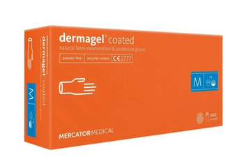 Mercator Dermagel Coated Mănuși din latex de unică folosință M 100 buc Alb