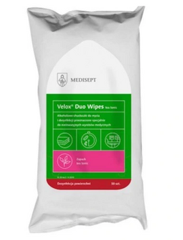 Medisept Velox Duo Wipes pentru dezinfecția mâinilor și a suprafețelor Tea Tonic 50 buc