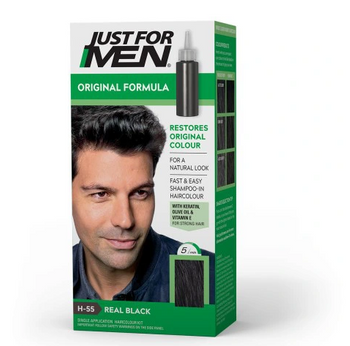 Just For Men Natural Real Black H55 Szampon koloryzujący do włosów Czarny  60g