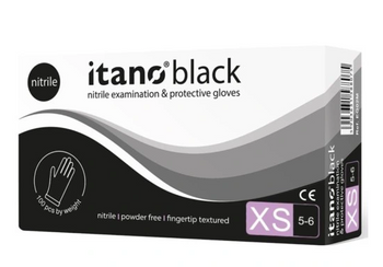 Itano Nero Guanti in nitrile senza polvere XS 100 pz Nero