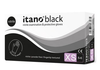 Itano Black Mănuși nitril fără pudră XS 100 buc Negru