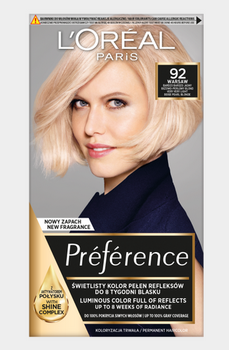 L'Oreal Paris Feria Preference Farba do włosów 92 Bardzo Jasny Beżowo-Perłowy Blond
