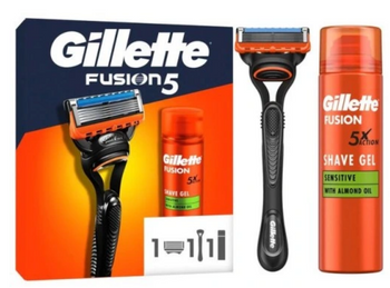 Gillette Men's Cosmetics Set Fusion5 Shaver + Fusion Sensitive Shaving Gel 200ml