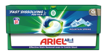 Ariel for white washing liquid capsules mountain spring 31 washes