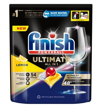 Finish Powerball Ultimate All in 1 Tabs Lemon Dishwasher Capsules 54 pcs
