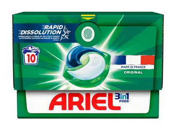 Capsule Ariel Original pentru spălarea țesăturilor albe și colorate 10 buc