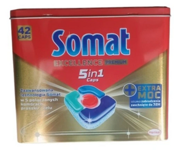 Somat Excellence Premium 5in1 Dishwasher Capsules Can 42 pcs