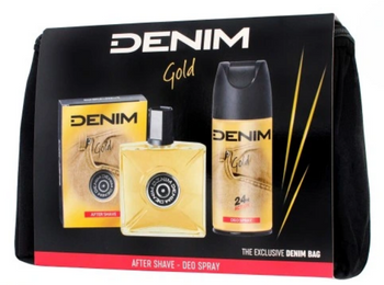 Denim Gold gift set for men Aftershave + Deodorant + Cosmetic bag