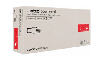 Mercator Santex Powdered Disposable powdered latex gloves L 100 pcs. Cream