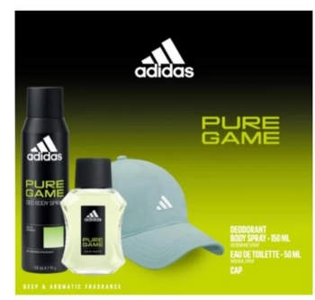 Adidas Pure Game Set cadou apă de toaletă 50 ml + deodorant 150 ml + capac
