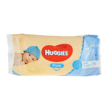 Huggies PURE  Chusteczki nawilżane wodą dla Niemowląt, 56 Sztuk