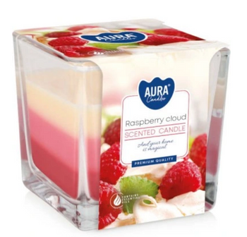 Bispol Scented candle in glass tricolor 170 g Raspberry cloud
