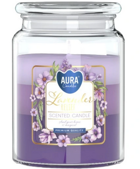 Bispol Three-Color Scented Candle in Glass 500 g Lavender Serenity