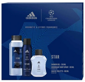 Adidas UEFA Champions League STAR Set cadou pentru bărbați Eau de Toilette + Gel de duș + Deodorant Spray